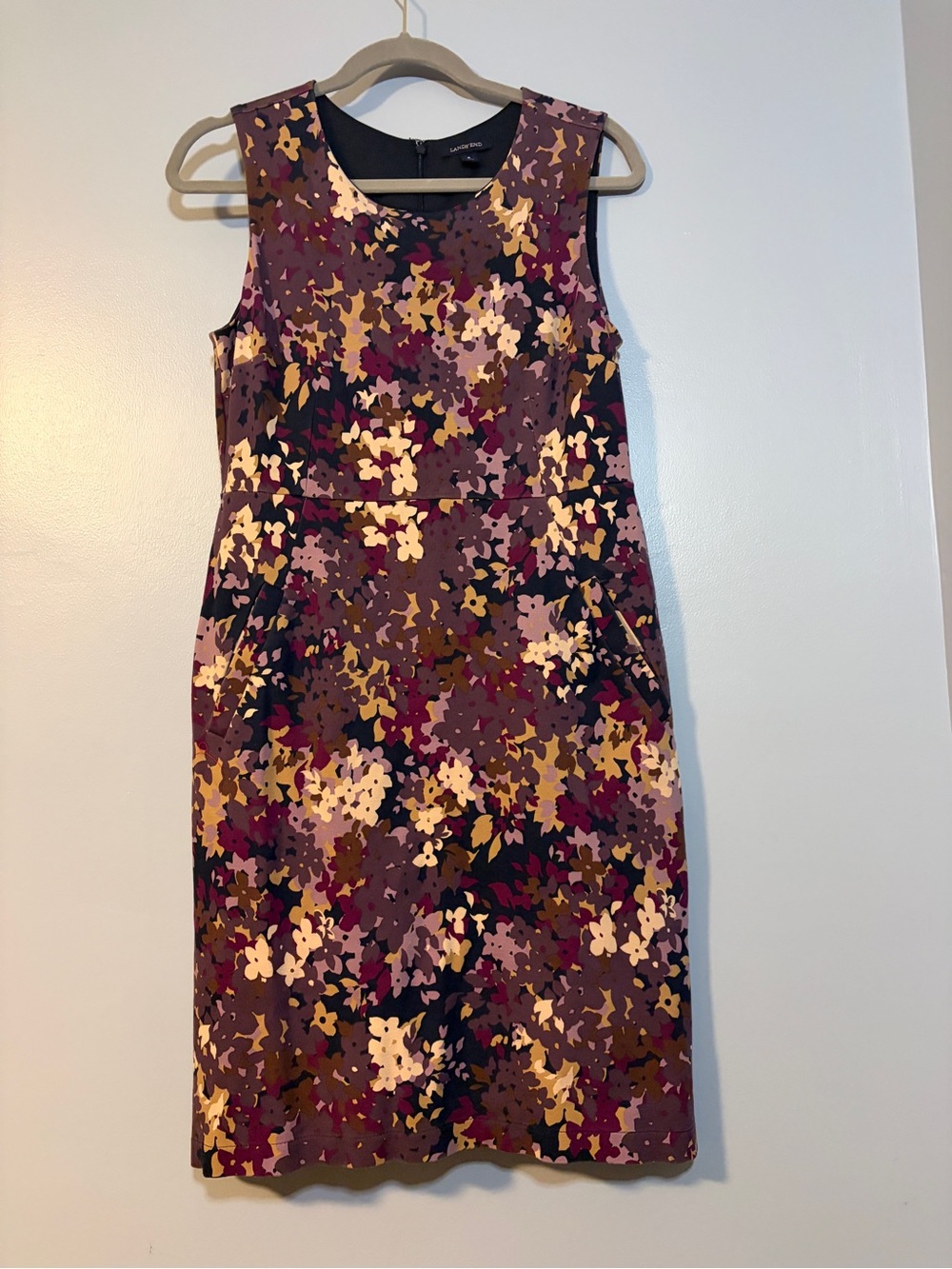 Lands' End Plum Multi Floral Sheath Dress